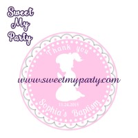 Girl Baptism stickers,Girl Christening thank you tags,(4)